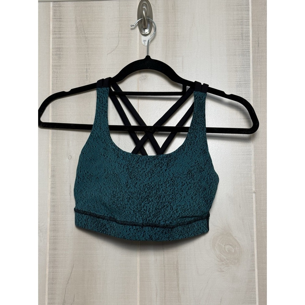 Lululemon Energy‎ Sports Bra, Size 6 Spray Jacquard Hunter Green